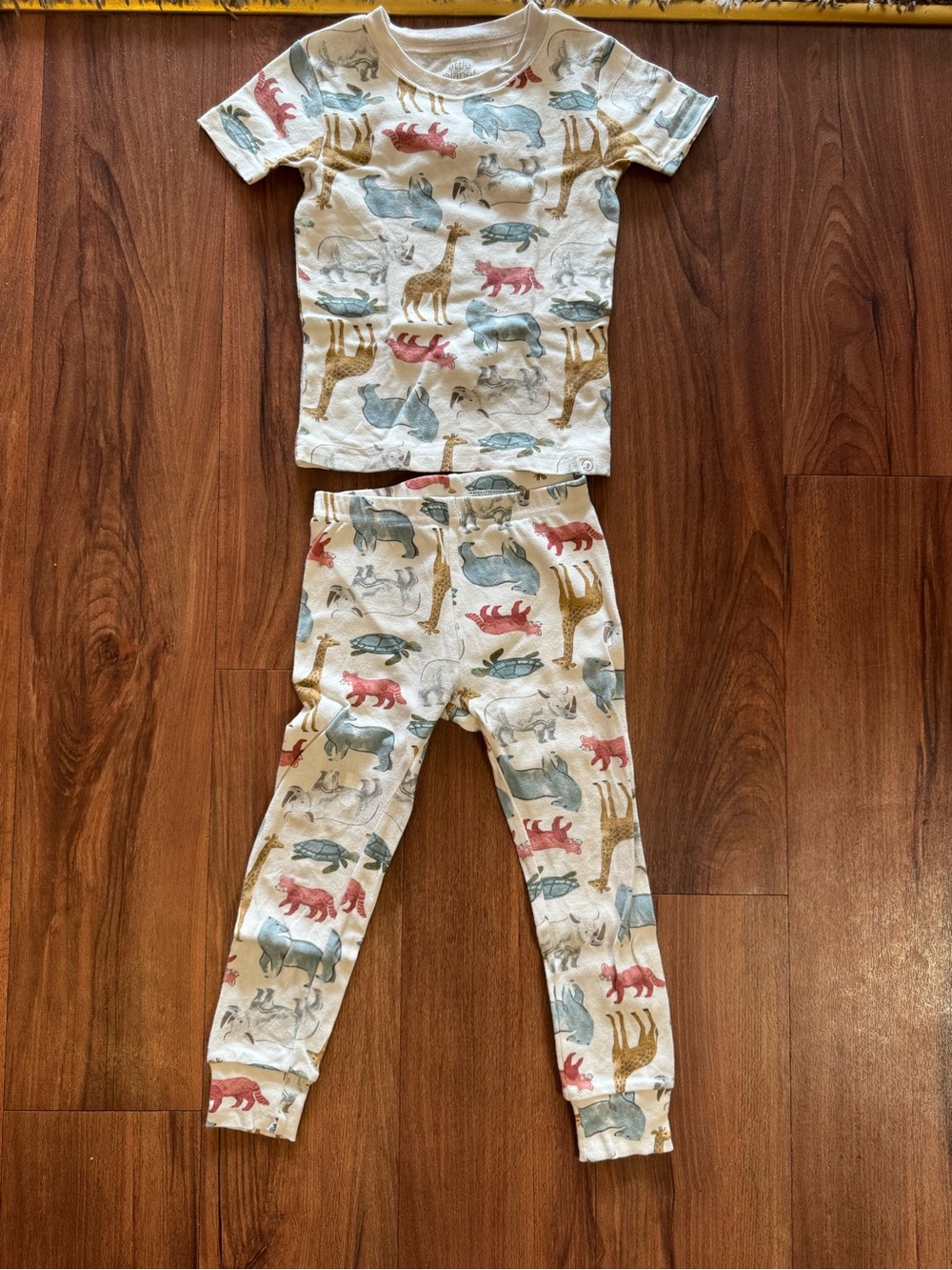 Carter's Ivory Kids Pajama Set with Blue, Red & Tan Animal Print Size 3T